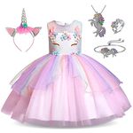 Unicorn Princess Dress Up Clothes for Little Girls – Costume, Jewelry and Headband (4-5 Years, Unicorn Princess 1)