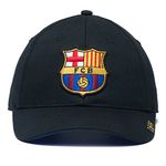 F.C. Barcelona Adjustable Snapback Team Color Curved Peak Soccer Hat, One Size, Black