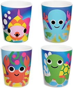 French Bull Kids Juice Cup Set of 4 - BPA-Free, Transition, Animals, Toddler, Durable, Drop Resistant - Ocean,74393