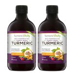 Bio-Fermented Turmeric with Bio Cultures and Papaya Enzymes - Fermented High Strength Liquid Turmeric Supplement with Black Pepper & Ginger Equivalent to 2 Turmeric Capsules - 2 Pack