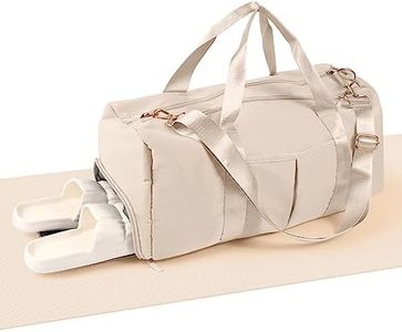 Gym Bag MAGEFY Waterproof Travel Bag Weekender Bags for Women with Wet Pocket & Shoes Compartment, Carry On Bags for Airplanes, Travel, Gym, Business Trip (Beige)
