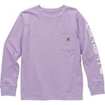 Carhartt Girls' Big Logo Long-Sleeve Pocket T-Shirt, Lupine, 10