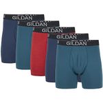 GILDAN Men's Cotton Stretch Brief, Multipack Boxer Briefs, Blue Cove/Hawaiian Blue/Heather Red Mark (5-pack), M UK