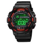 Fanmis Mens Digital LED Sports Watch Military Multifunction Dual Time Alarm Countdown Stopwatch 12H/24H Time Backlight 164FT 50M Water Resistant Calendar Month Date Day Watch