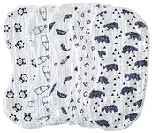 Muslin Burp Cloths Baby Burping Bibs 100% Natural Cotton 5-Pack Large 6 Layers Thick Soft Absorbent Cloth Spit Up Dribble Towels Rags for Newborns Baby Boy or Girl Unisex by ShoppeWatch BB28