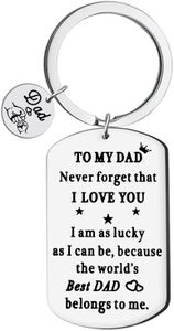 Fathers Day Birthday Gifts for Father Dad from Daughter Son to My Dad Keychain Never Forget I Love You Gift Keyring for Best Dad Daddy Christmas Presents for Father Key Chains