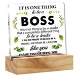 Inspirational Boss Appreciation Gift Boss Gifts for Mentor Leader, Boss Quote Desk Decor Acrylic Leadership Desk Plaque Sign with Wood Stand Home Office Desk Sign Keepsake