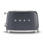Smeg 50's Retro Style 2-Slice Toaster, 6 Browning Levels, Toast 1 Side, Reheat or Defrost, Removable Stainless Steel Crumb Tray, Slate Gray, TSF01GRUS