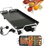 Ketumal Electric Smokeless grill pan with 5 Temperature settings Barbecue Hot Non-Stick Teppanyaki grill,Portable BBQ Grilling Grill Indoor or Outdoor,Baking Pan BBQ Griddle (48 * 27 cm,1360W)