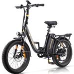 CYCROWN CycFree New 120+KM & 32KM/H Electric Bike for Adults, Peak 1000W Motor Ebike with 48V/15.6Ah Removable Battery, 20" Fat Tire Commuter Electric Bicycle, All-Terrain Step-Thru 7-Speed E-Bike