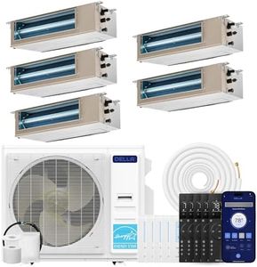 DELLA 41K BTU 5 Zone (9500+11000+11000+11000+11000 BTU) Concealed Ducted Mini Split AC, 20 SEER2, Energy Star,230V Inverter Heat Pump System,Pre-Charged,Work with Alexa and Wifi,25ft Kit & Thermostat