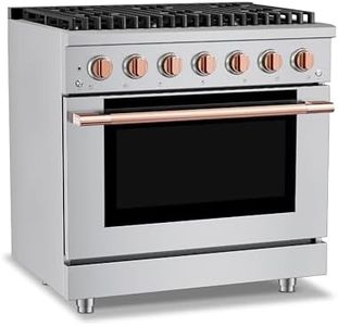Hauslane 36" Dual Fuel Range Stainless Steel, 6 Burners up to 20,000 BTU 5.2 cu. ft., Convection Oven with 5 Rack Positions, 5-Year Warranty, Convertible NG/LP Cool-Touch Triple-Layer Door Rose Gold