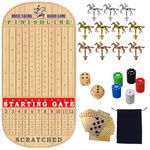 Horse Race Board Game, Wooden Horse Racing Board Game, 23IN Thickened Wood Horse Race Game for Adults with Horse Game Board, 11 Metal Horses, 2 Wooden Dice, 2 Decks of Golden Cards and 100PCS Chips