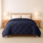 LUX Décor Lightweight Comforter King Size - Soft Breathable Down Alternative Diamond Stitched, All Season Navy Comforter with Double Stitched Piping, Oeko-TEX