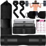 SINYWAY Barbell Pad Set for Squat, Hip Thrust Pad for Barbell Lunges, Bench Press with Barbell Pad, 2 Gym Ankle Straps, 3 Hip Resistance Bands, 2 Lifting Strap, Carry Bag,Workout Poster, Black