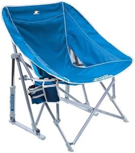 GCI Outdoor Pod Rocker Beach Chair | Collapsible Folding Rocking Chair with Drink Holder & Portable Carry Bag — Saybrook Blue