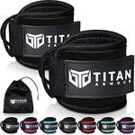 Titan Armour® Ankle Straps for Cable Machines | Gym Cuffs w/Heavy-Duty Steel Double D-Rings & Adjustable Velcro Strap | Lower Body Workouts Inc. Leg Extension, Leg Curl & Glute Kickback | Men & Women