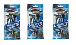 Laser Men Sport 3 Razor Set Of 3 (15 Razor, 15 Cartridges)