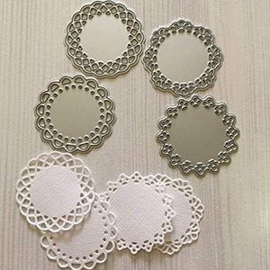 Metal Die Cuts Set Include 4 Different Patterns Round Lace Flower Border Cutting Dies Cut Stencils for Scrapbooking Photo Album Decorative Embossing Paper Dies for Card Making Template (Silver)