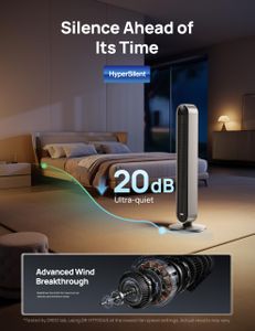 Dreo 42" Tower Fan with Remote – 12-Speed Bladeless Floor Fan, 120° Oscillation, Silent Timer for Bedroom, Home & Office