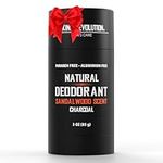 Viking Revolution Sandalwood Deodorant Men - With Shea Butter, Coconut Oil, Baking Soda, Beeswax - Aluminum-Free Charcoal Men Deodorant - 3 Oz / 85g