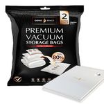 GENIE SPACE XL Vacuum Storage Bags - Pack of 2, Extra Large 100x80cm | Strong & Jumbo Sized Space Saving Bags | Premium Airtight & Reusable Vacuum Bag for Thick Clothes, Duvets, Towels & Bedding