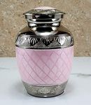 ESPLANADE Brass Cremation Urn Keepsake Memorial Human Ashes Container Jar Pot | Burial Funeral Urns | Pink Silver - 6" Inches (Medium Size)