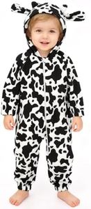 ALVABABY Halloween Baby Bunting Bodysuit with Soft & Warm Fleece, Cute Hooded Romper Animal Cow Costume Outfits XDFA05-12-18M