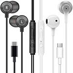 MAS CARNEY [Pack of 2 Wired USB Type C Headphones TI3/TH4 In Ear Earphones with Microphone for Samsung S20, Huawei P30 P40, OPPO, Honor, Google Pixel