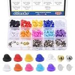 Glarks 320Pcs Rubber Pin Backs Locking, Multiple Colors Butterfly Clutch Backings Holder Tie Tacks Keepers, Locking Pin Backs with Storage Case for Brooch Lapel Hat Uniform Badges Tie Tack