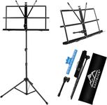 EastRock Music Stand, Professional Collapsible Portable Light Weight and Adjustable Folding Music Stand-Book Stand (Dual-use), Book Clips, Portable Carry Bag