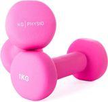 Dumbbells Set Weights by KG Physio - Neoprene-Coated Dumbbells, Sweat-Resistant Dumbellsweights Set with Anti-Roll Technology, Dumbbell Set with Exercise Poster, 1-10kg Dumbbells Pair