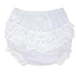 I.C. Collections Baby Girls White Batiste Rumba White Diaper Cover Baby Girl Bloomers- Ruffle Butts baby Bloomers - Toddler Bloomers for Under Dress- Baby Bloomers, Size M