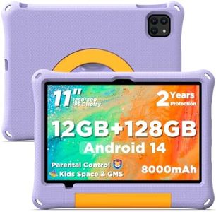 CALLSKY-NOTE Kids Tablet 11 Inch Android 14, Toddler Tablet 12GB+128GB 2TB Expandable, Octa-Core, 8000mAh, with Drop-Proof Case, Parental Control, WiFi 6, GMS Certified, Bluetooth 5.4, Purple