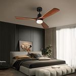 Chriari Ceiling Fans with Lights, 60" Wood Ceiling Fan with Remote Control, 3 Walnut Fan Blades Reversible Quiet DC Motor 6 Speeds Timing Farmhouse Ceiling Fan for Bedroom/Living Room/Study/Porch