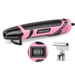 SEEKONE Mini Heat Gun 2 Temperature 260℃/450℃, 350W Handheld Hot Air Gun Tool 1.5S Fast Heating with Overload Protection, Non-Slip Rubber Body, Nozzle for Craft Embossing, Shrink Wrapping (Pink)