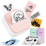 Mini Sticker Printer T02 - Inkless Thermal Printer with 3 Roll of 2" White Sticker Paper, Bluetooth Portable Printer for iPhone iPad Android Kids List Labels Notes Memo DIY Birthdays Gifts Study