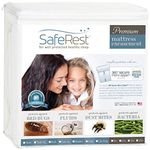 SafeRest Zippered Mattress Protector - Premium 9-12 Inch Waterproof Mattress Cover for Bed - Breathable & Noiseless Washable Mattress Encasement - Queen, White