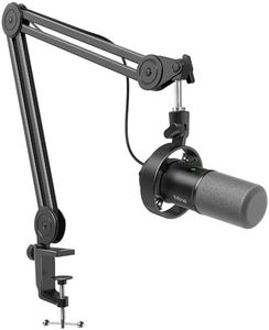 FIFINE Dynamic Podcast Microphone Set with Boom Arm Stand, Studio XLR/USB Microphone for Recording Vocal Streaming, Metal Mic with Mute Tap, Headphone Jack, Heavy Duty Boom Arm-K688T