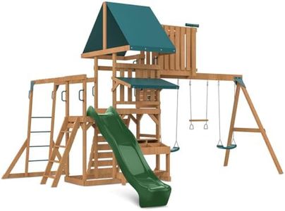 Lifespan Kids Walton Swing Set, Monkey Bars & Play Centre with 2.2m Slide (Green)