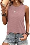 SAMPEEL Tank Tops for Women 2025 Trendy Summer Outfits Round Neck Sleeveless Tops Layering Tanks Travel Pink L