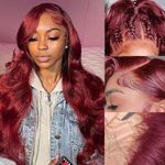 HEFABRIGHT 99j Burgundy HD Lace Front Wigs Human Hair 20 Inch 13x4 Body Wave Lace Front Wigs Human Hair Pre Plucked Glueless Wig Wine Red Lace Front Wigs Human Hair Wigs for Women 150% Density