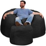 ULTIMATE SACK 5ft Bean Bag Chair & Footstool, Oversize Bean Bag Chair for Adults, Comfy Chair Bean Bag Couch Lounge Sofa Loveseat Furniture | Charcoal Fur