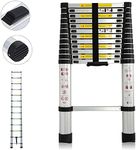 DIY 12.5ft (3.8m) Telescoping Ladder Climb Home Builders Attic Loft Work Place Extendable Collapsible Lightweight, 150kg (330lb) 13 Steps