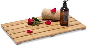 GOBAM Bamboo Shower Mat Bath Mat for Bathtub Spa Relaxation, Non-Slip Bathroom Floor Mat for Indoor or Outdoor, 22.8 x 13inches