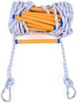 Rope Ladder,49.2 Feet Emergency Fire Escape Ladder Flame Resistant,Safety Balcony Fire Ladder with Hooks,Fast to Deploy Portable and Reusable 5 Story,Weight Capacity up to 2000 Pounds