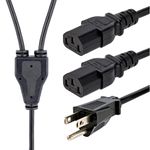 StarTech.com 10ft (3m) Computer Power Y Cord, NEMA 5-15P To 2x C13, 10A 125V, 18AWG, Replacement AC Power Cord, Printer Power Cord, PC Power Supply Cable, Monitor Power Cable, UL Listed (PXT101Y10)