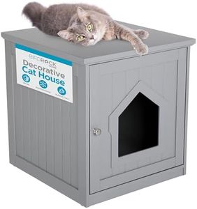 INTERNET'S BEST Decorative Cat House & Side Table, Nightstand, Pet Crate, Hidden Litter Box Enclosure, Multi-Functional Kitty Furniture, Hiding Spot, Wooden Cabinet for Cats, Kitten Home - Grey