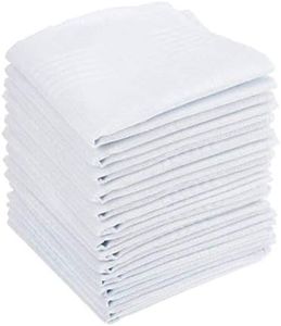 BUYGOO 15PCS Mens White Cotton Handkerchiefs Large Pocket Squares Hankies for Men, Mens Hankerchieves Mens Cotton Handkerchiefs Mens White Handkerchiefs for Men Cotton Squares Hankies Gents, 40 x 40cm