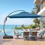 Grand patio Sunbrella 10x10 FT Cantilever Umbrella with Base Included Patio Square Aluminum Offset Umbrellas for Outdoor Pool (Sapphire Blue, 10X10 FT-SUNBRELLA)